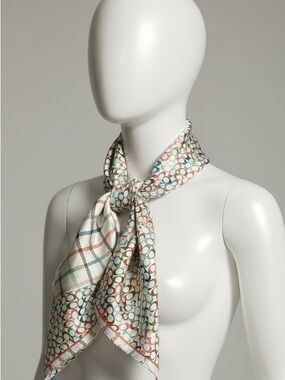 Coach Patterned Neck Scarf in Cream and Multicolor